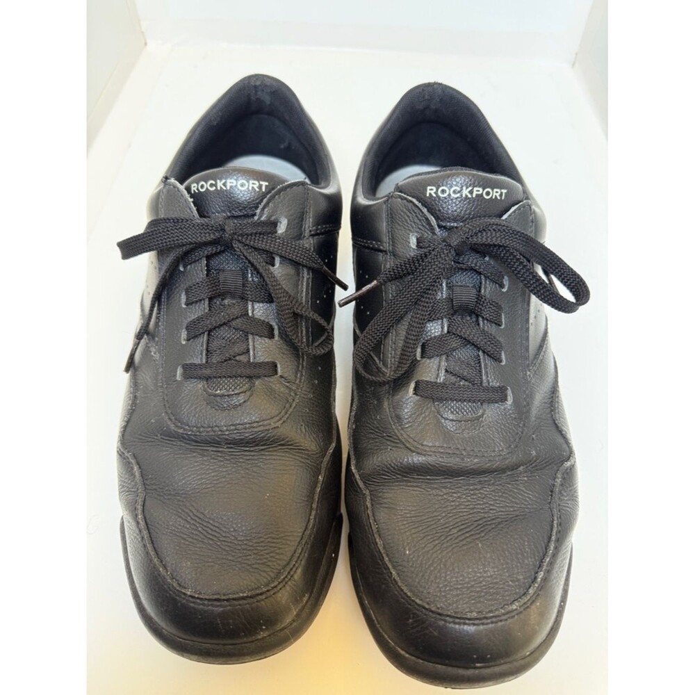Rockport Men’s Black Leather Casual Lace-Up Sneakers, 12W